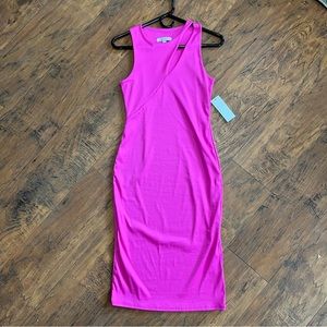 Gaze Wmns Barbie pink Bodycon dress midi or mini thin Straps & Cut Out details S